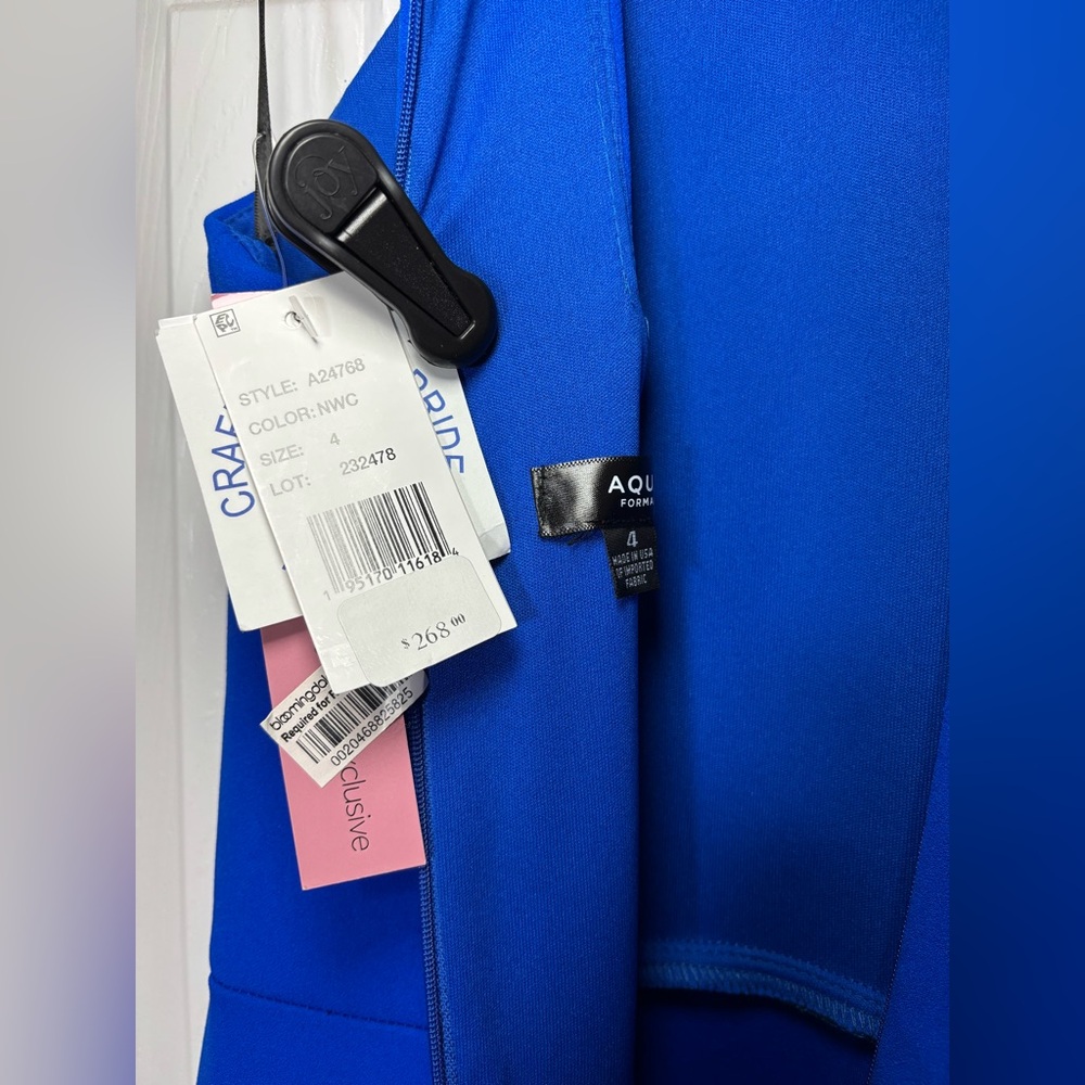 *CLEARANCE* NWT AQUA FOR BLOOMINGDALE’S SZ 4 COBALT BLUE Ruffle Hem Dress - Picture 7 of 12